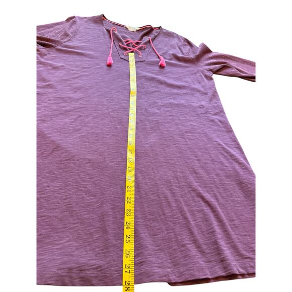 Boden Cotton Purple Tunic Dress with Pink Cross Tie Neckline - Size 18 - Picture 9 of 10